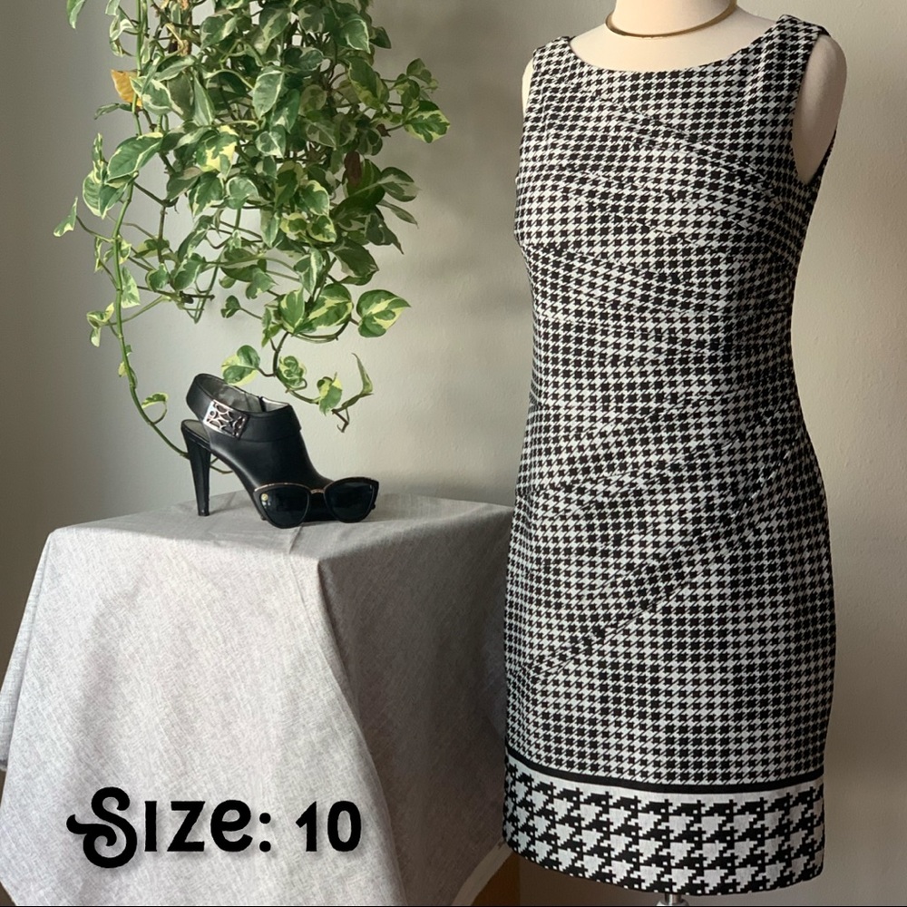 Sleeveless Houndstooth Dress by Jessica Simpson